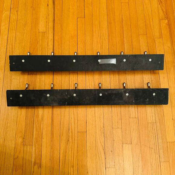 Wall Mount Oval Black Pine Wood Satin Nickel Hook Coat & Hat Rack 12 hooks Set 2 - Picture 8 of 8